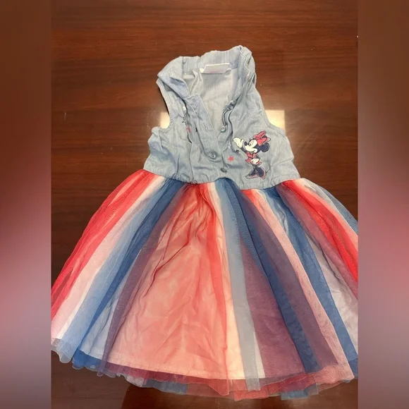 🌿5/$10🌿Disney Minnie Mouse Blue and Pink Dress - Picture 1 of 5